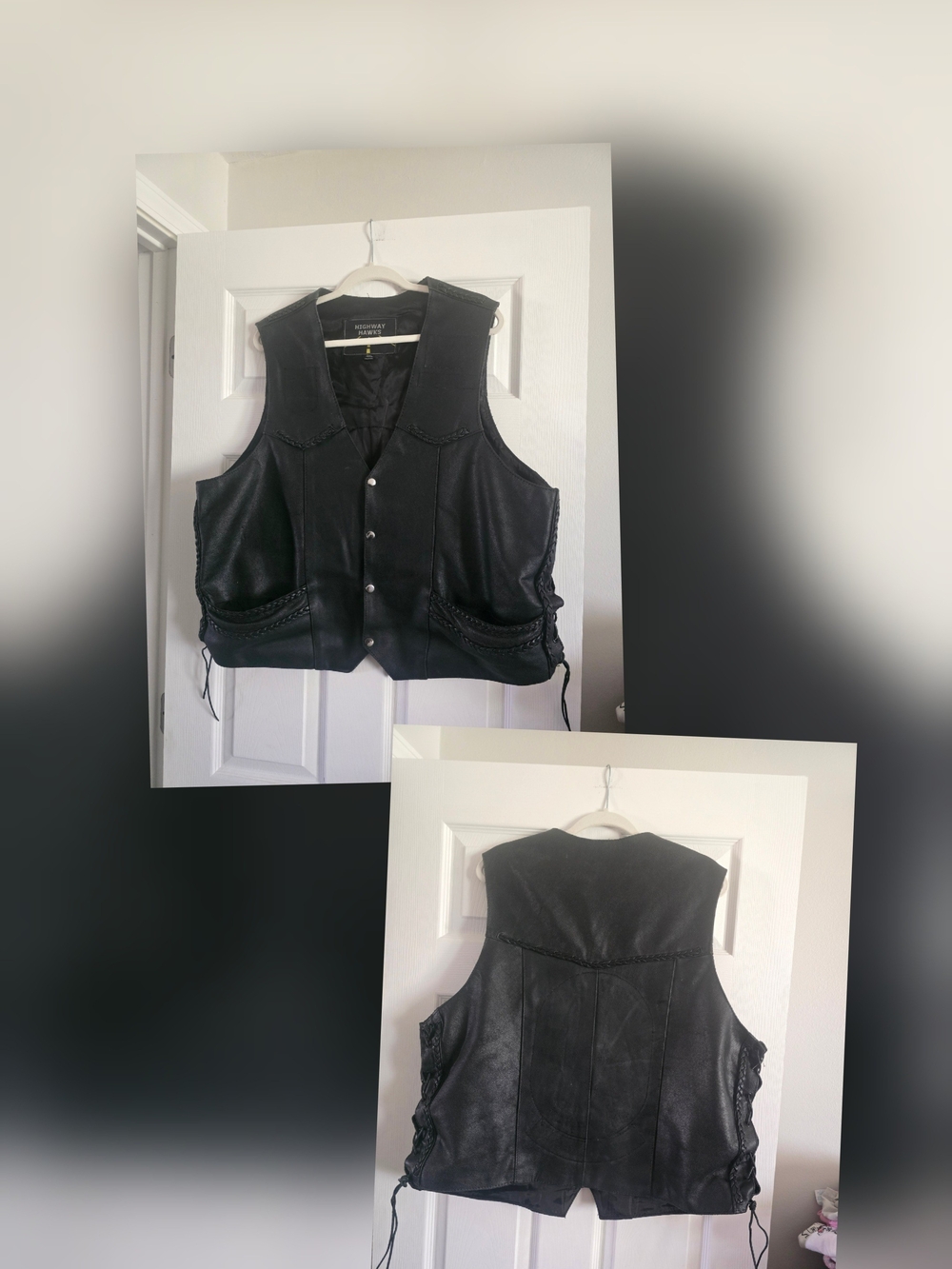Black Leather Lace-Up Vest